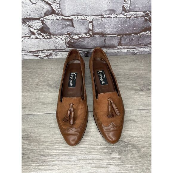 Cappagallo Brown Leather Wingtip Tassel Loafer Shoes Women Sz 6M US - Picture 2 of 16